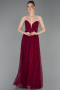 Abschlusskleid Lang Spitze Pflaume ABU6160