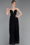 Abschlusskleid Lang Spitze Schwarz ABU6160