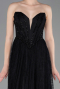 Abschlusskleid Lang Spitze Schwarz ABU6160