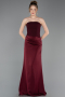 Abschlusskleid Lang Satin Weinrot ABU6096