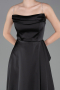 Abschlusskleid Lang Satin Schwarz ABU6130