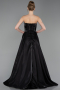 Standesamtkleid Lang Perlenbesetzt Schwarz ABU6125