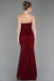 Abendkleid Lang Guipure Spitze Weinrot ABU6159