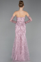 Abendkleid Lang Guipure Spitze Puder ABU6159