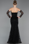Abendkleid Lang Guipure Spitze Schwarz ABU6159