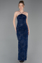 Marineblau Abendkleid Schuppig Lang ABU5713