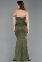 Abendkleid im Meerjungfrau-Stil Lang Perlenbesetzt Khaki ABU6165