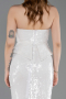 Weiß Abendkleid İm Meerjungfrau-Stil Lang ABU5721