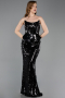 Abendkleid im Meerjungfrau-Stil Lang Schwarz ABU5721