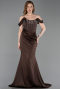 Abendkleid im Meerjungfrau-Stil Lang Satin Braun ABU6166