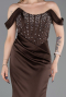 Abendkleid im Meerjungfrau-Stil Lang Satin Braun ABU6166