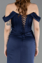 Abendkleid im Meerjungfrau-Stil Lang Satin Marineblau ABU6166