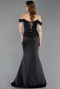 Abendkleid im Meerjungfrau-Stil Lang Satin Schwarz ABU6166