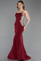 Abendkleid im Meerjungfrau-Stil Lang Weinrot ABU6168