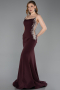 Abendkleid im Meerjungfrau-Stil Lang Kirschrot ABU6168