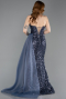 Abendkleid Lang Schuppig Anthrazit ABU6173