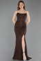 Abschlusskleid Lang Spitze Braun ABU6172