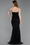 Abschlusskleid Lang Spitze Schwarz ABU6172