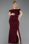 Abendkleid in Übergröße Lang Weinrot ABU5714