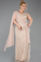 Abendkleid in Übergröße Lang Perlenbesetzt Gold ABU6133