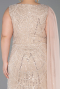 Abendkleid in Übergröße Lang Perlenbesetzt Gold ABU6133