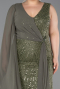 Abendkleid in Übergröße Lang Perlenbesetzt Khaki ABU6133