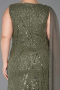 Abendkleid in Übergröße Lang Perlenbesetzt Khaki ABU6133