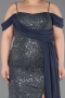 Abendkleid in Übergröße Lang Schuppig Anthrazit ABU6134