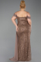 Abendkleid in Übergröße Lang Schuppig Cappuccino ABU6134