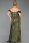 Abendkleid in Übergröße Lang Schuppig Khaki ABU6134