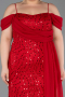 Abendkleid in Übergröße Lang Schuppig Rot ABU6134