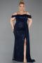 Abendkleid in Übergröße Lang Schuppig Marineblau ABU6134