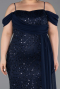 Abendkleid in Übergröße Lang Schuppig Marineblau ABU6134