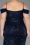 Abendkleid in Übergröße Lang Schuppig Marineblau ABU6134