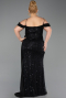 Abendkleid in Übergröße Lang Schuppig Schwarz ABU6134