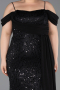 Abendkleid in Übergröße Lang Schuppig Schwarz ABU6134