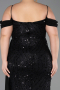 Abendkleid in Übergröße Lang Schuppig Schwarz ABU6134