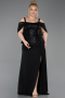 Abendgarderobe in Großen Größen Lang Chiffon Schwarz ABU6184