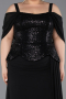 Abendgarderobe in Großen Größen Lang Chiffon Schwarz ABU6184