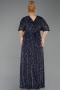 Marineblau Abendkleid İn Übergröße Schuppig Lang ABU5846