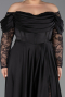 Kleider in Großen Größen Lang Satin Schwarz ABU5261