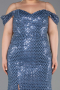 Abendkleid in Übergröße Lang Schuppig Indigo ABU6098