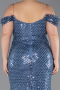 Abendkleid in Übergröße Lang Schuppig Indigo ABU6098