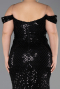 Abendkleid in Übergröße Lang Schuppig Schwarz ABU6098