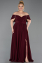 Weinrot Abendgarderobe İn Großen Größen Chiffon Lang ABU3738