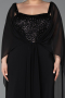 Schwarz Abendgarderobe İn Großen Größen Chiffon Lang ABU6071