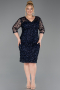 Abendkleid in Übergröße Midi Schuppig Marineblau ABK2630