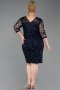 Abendkleid in Übergröße Midi Schuppig Marineblau ABK2630