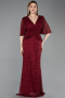 Weinrot Abendkleid İn Übergröße Lang ABU4542