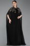 Abendkleid in Übergröße Lang Chiffon Schwarz ABU6175